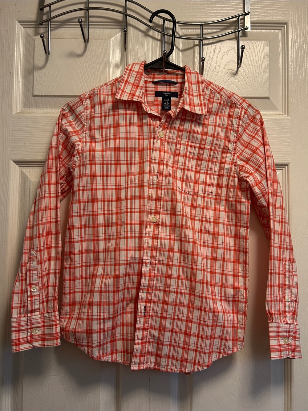 GAP Orange & White Plaid Button-Down Shirt